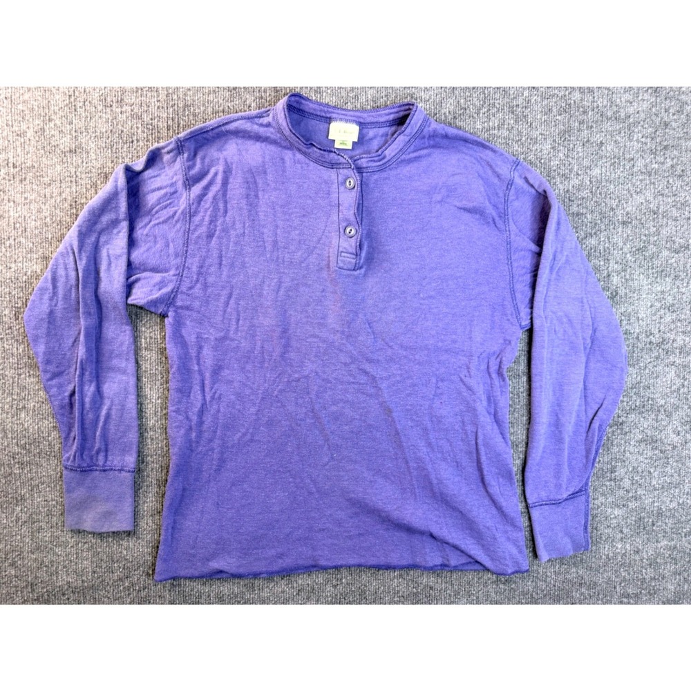 L.L. Bean River Drivers Shirt Womens Medium Purple Wool Blend Henley USA Made